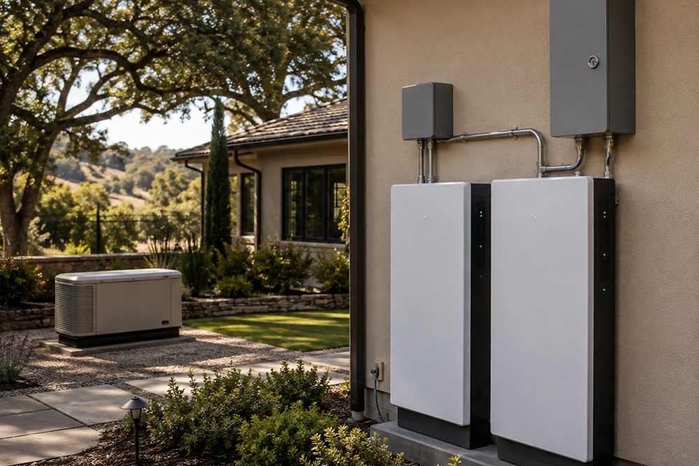 Battery and generator backup system at a Sonoma County CA home