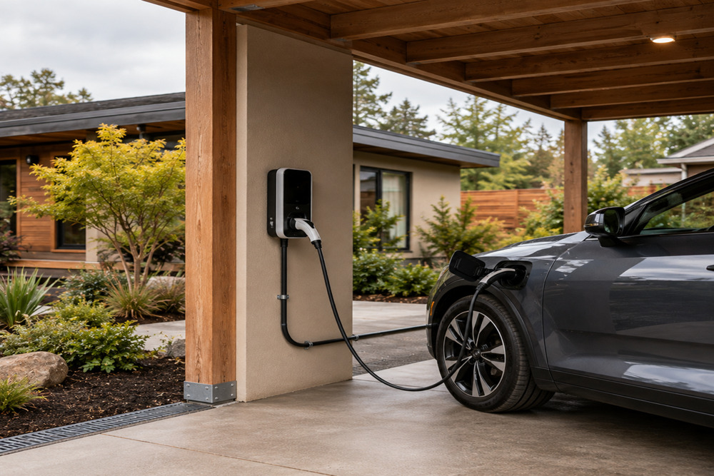 EV charger installation at a Santa Rosa CA residential carport