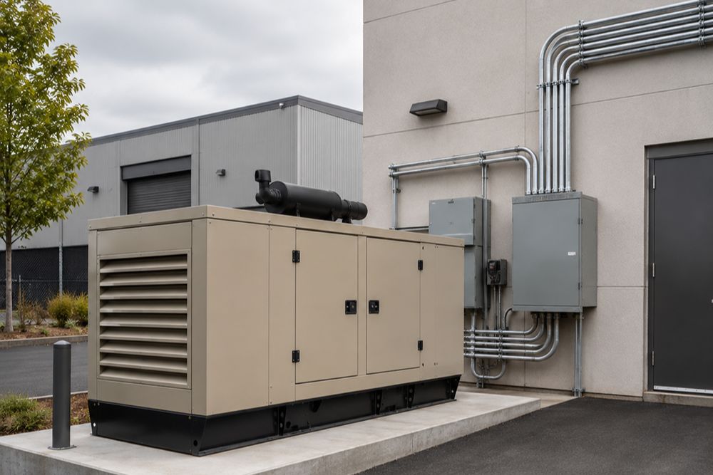 Commercial backup generator installed at a Santa Rosa CA facility