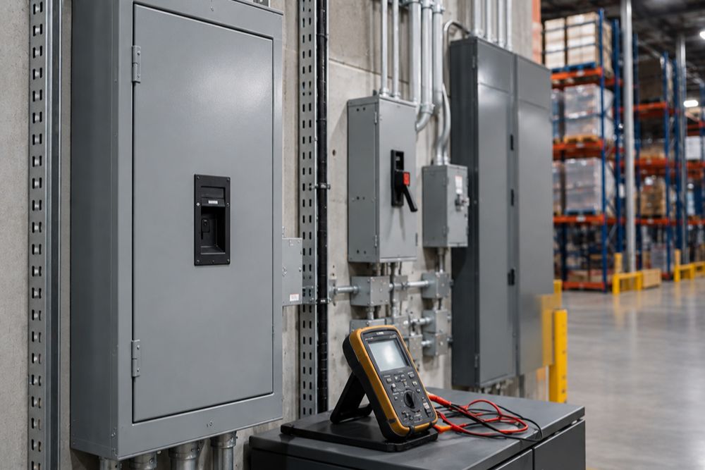 Commercial electrical maintenance equipment in a Santa Rosa CA warehouse