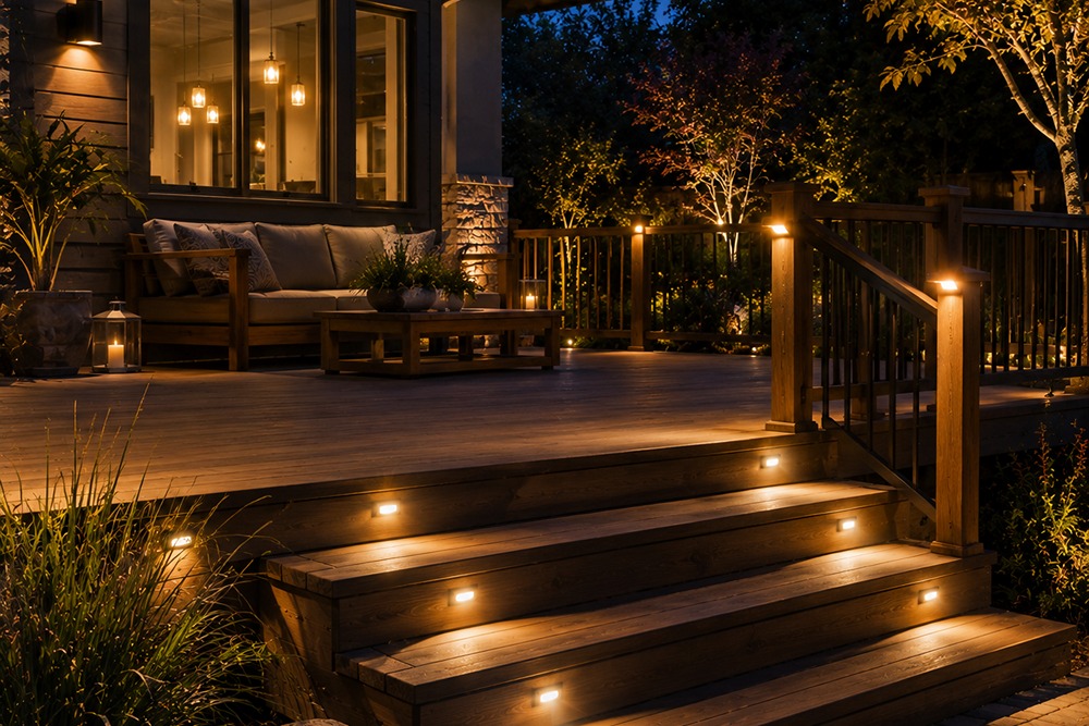 Deck lighting installed at a Santa Rosa CA home