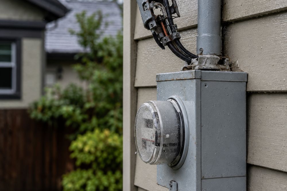 Electrical service connection damage at a Santa Rosa CA property.