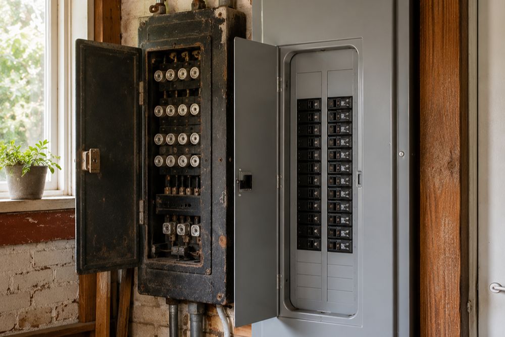 Fuse box to breaker panel conversion in a Santa Rosa CA home