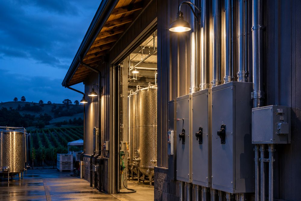 Harvest season winery electrical systems in Sonoma County CA