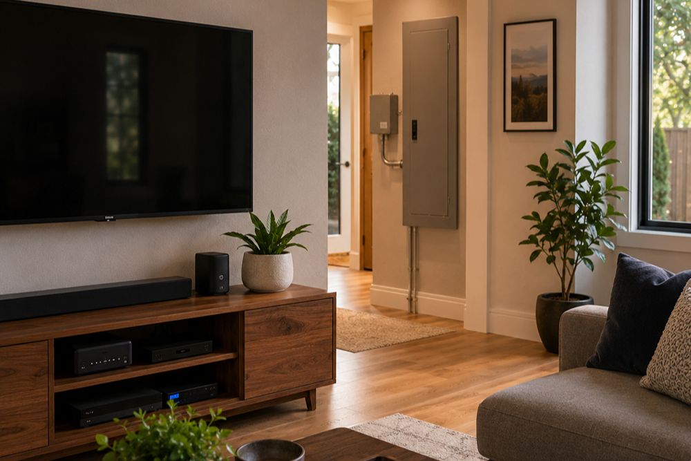 Home electronics protected by whole-house surge protection in Santa Rosa CA