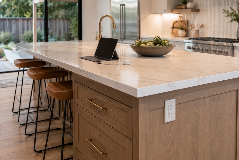 Kitchen island electrical wiring completed in a Santa Rosa CA remodel