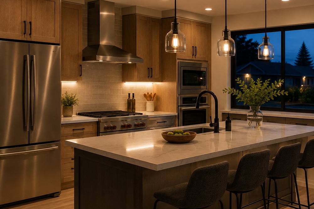 Kitchen lighting electrical system completed in a Santa Rosa CA remodel