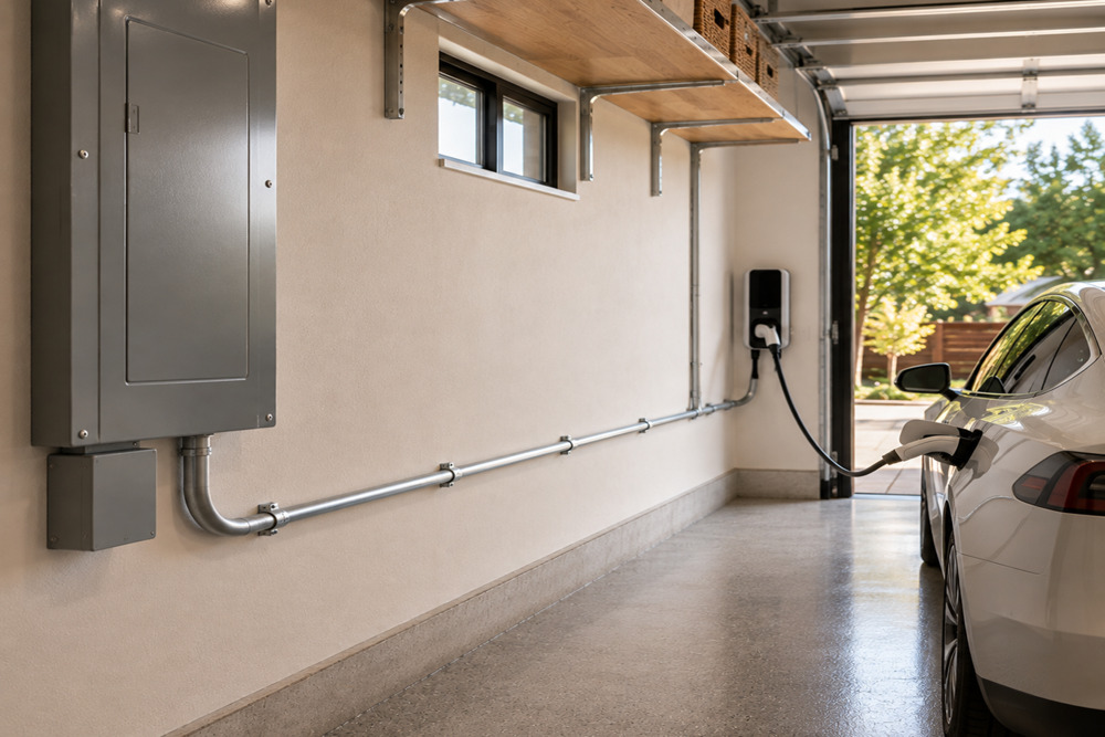 Long-run EV charger circuit installation completed in Santa Rosa CA