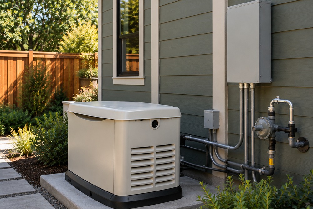 Natural gas standby generator installation at a Santa Rosa CA home