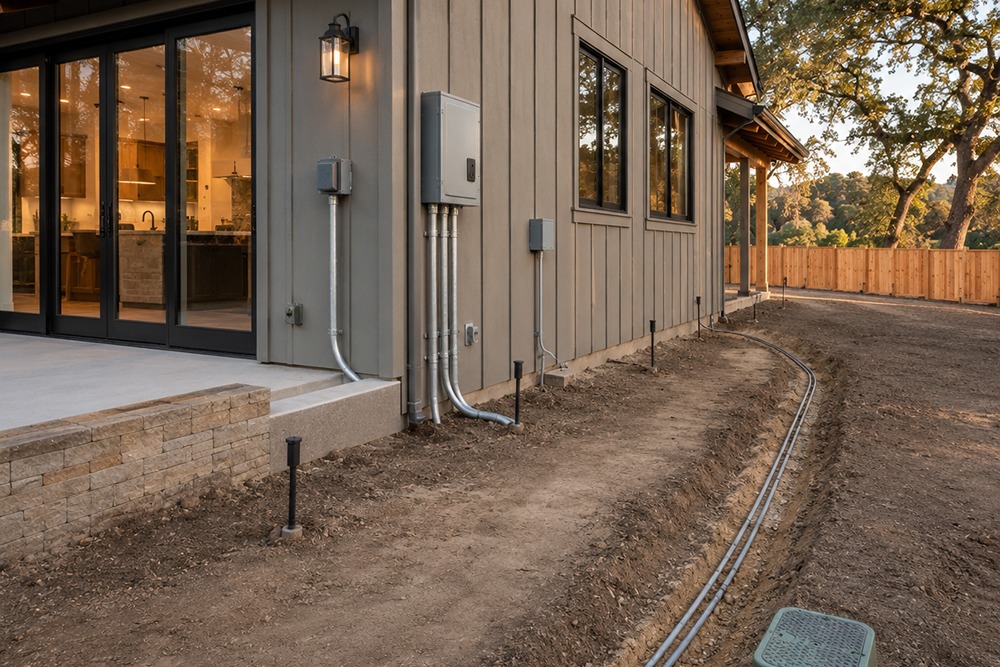 Outdoor electrical infrastructure completed during new construction in Santa Rosa CA