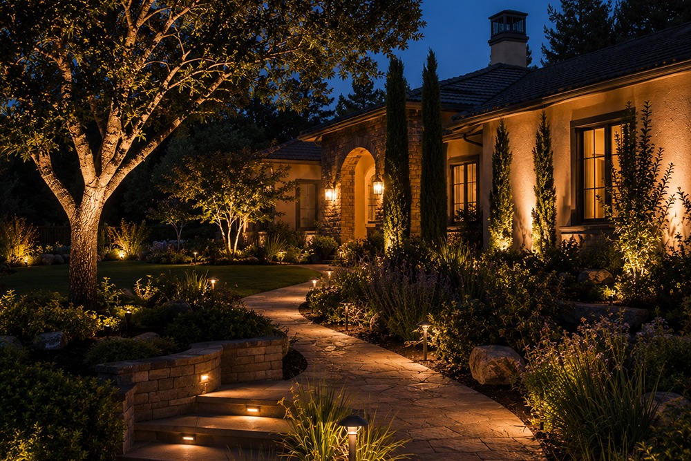 Complete outdoor lighting installation at a Santa Rosa CA home