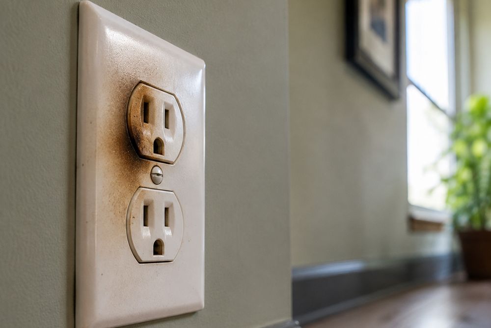 Overheated electrical outlet requiring urgent repair in Santa Rosa CA