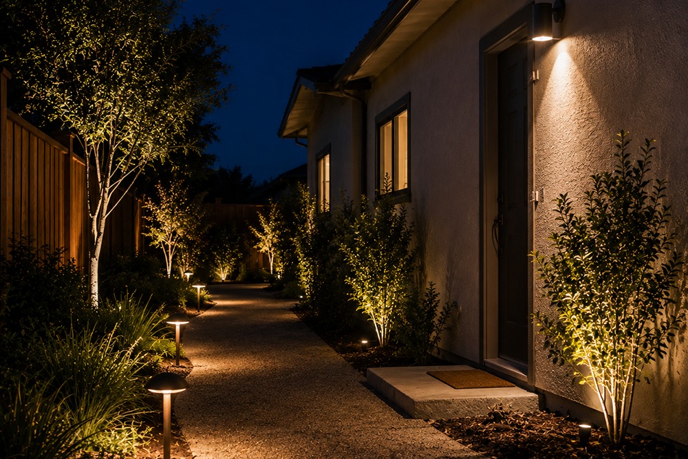 Security and landscape lighting installed at a Santa Rosa CA home