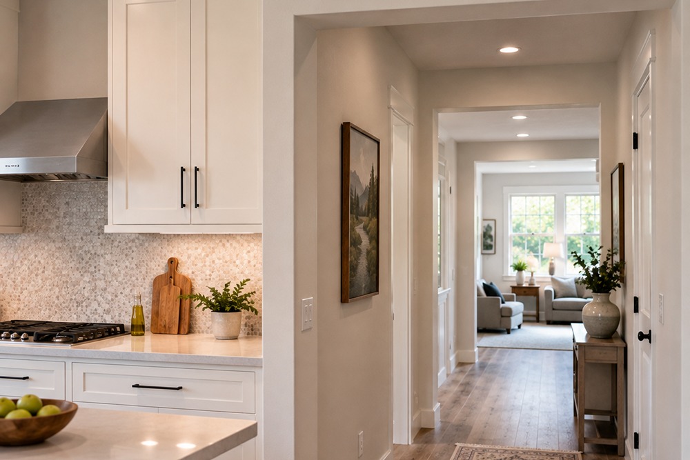 Smoke detector placement corrected near a kitchen in Santa Rosa CA
