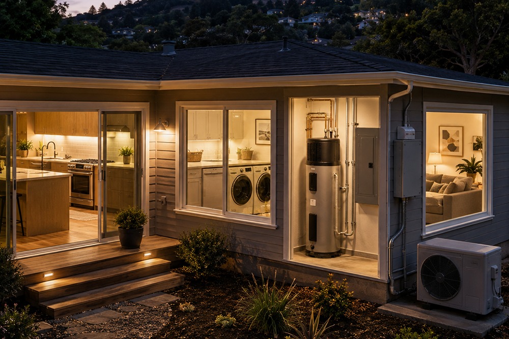 Completed fire rebuild home with modern electrical system in Santa Rosa CA