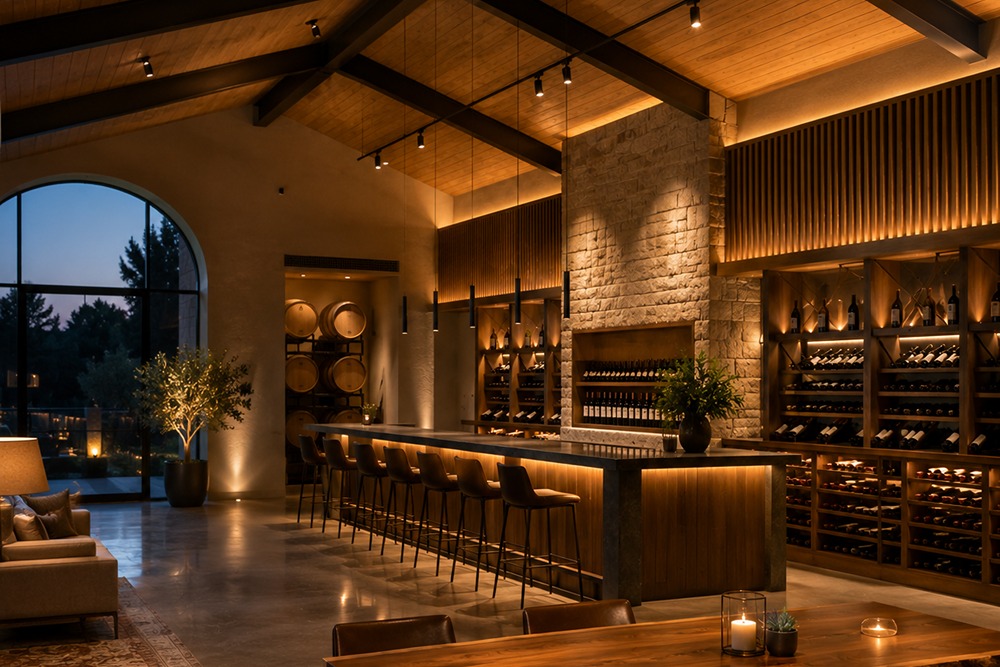 Commercial winery lighting installed in Sonoma County CA