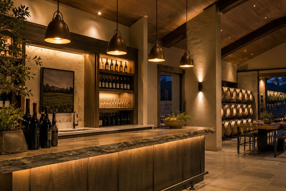 Winery tasting room lighting in Sonoma County CA