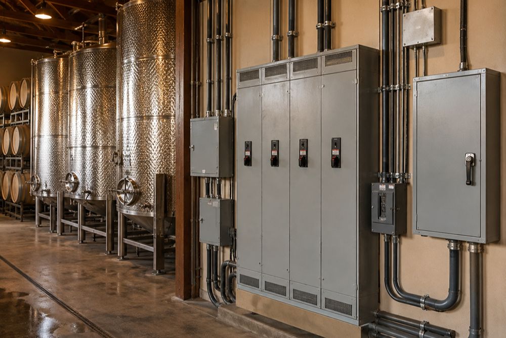 Three-phase power system at a Sonoma County winery